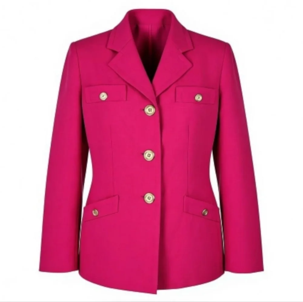 Kasper Blazer Size 10P Button Pockets Notch Collar Stretch Padded Lined Pink - Picture 1 of 10